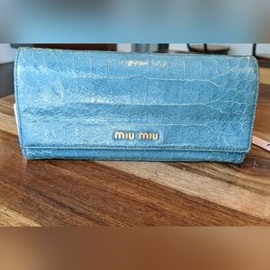 Miu Miu Crocodile Embossed Saint Cocco Wallet